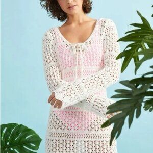 Altar’d State Crochet Coverup Dress Size Large Bell Sleeves